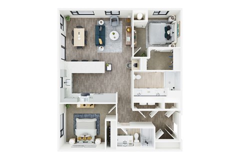 Floor plan for 2 beds, 2 baths, 1140 sqft